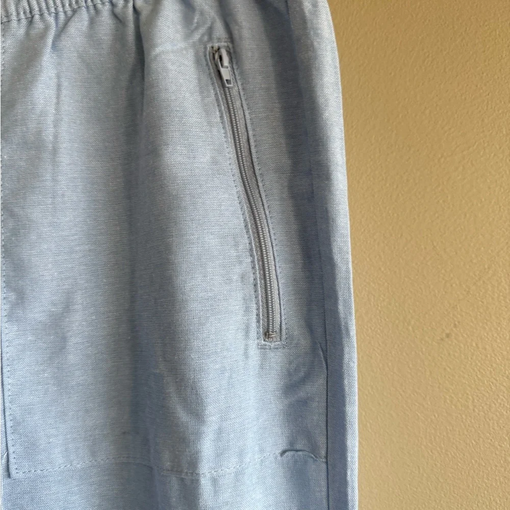 NWT Serra Blue Linen Elastic Waistband Jogger Pants - Picture 6 of 10